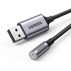 UGREEN Adaptador de sonido estéreo USB-A a AUX 3,5 mm Gris