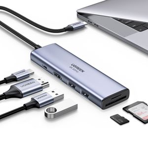 UGREEN Hub USB-C a 2 puertos USB 3.0 A+HDMI+Convertidor SD/TF+PD