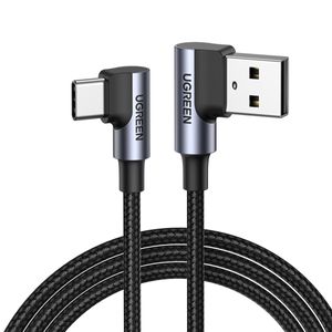 UGREEN Cable USB-C en ángulo a USB 2.0 en ángulo trenzado