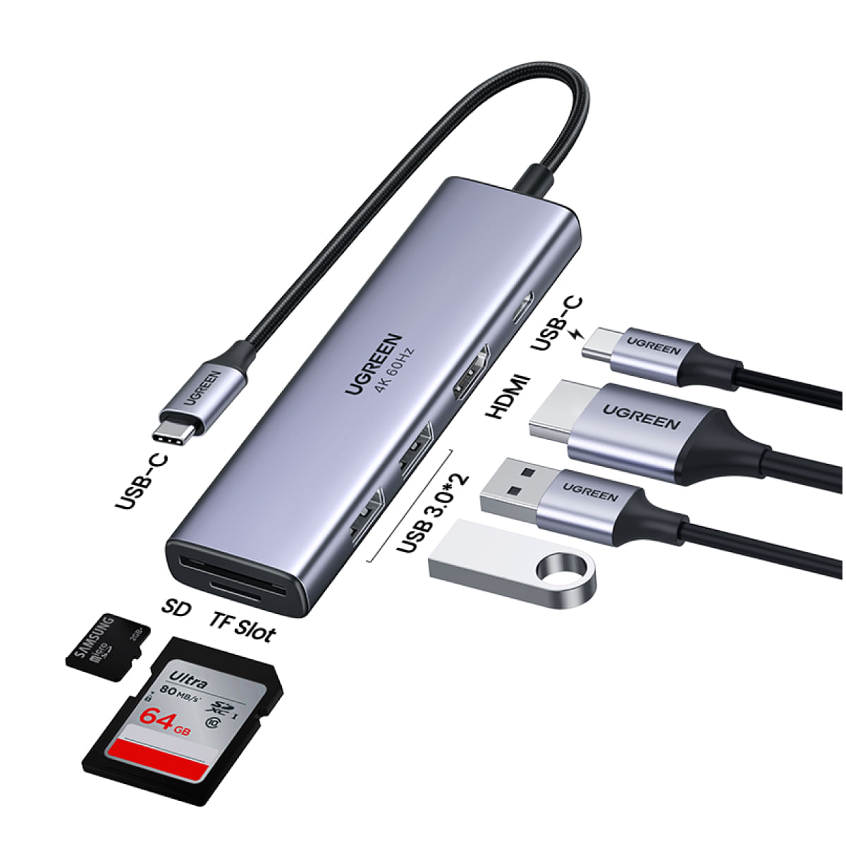 Ripley - USB C A HDMI BENFEI HUB USB TIPO C 2 PUERTOS USB-C A USB