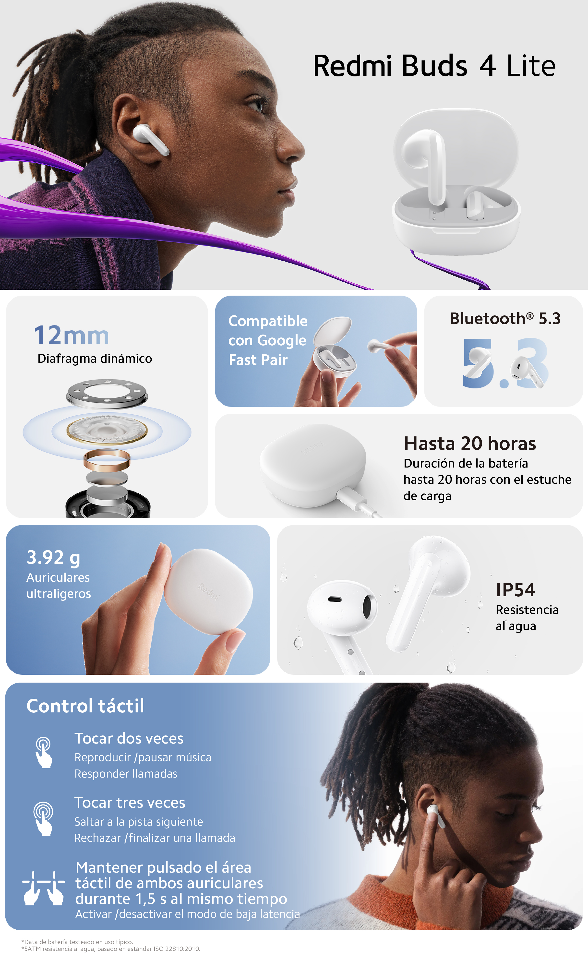 Auriculares In-ear Inalámbricos Xiaomi Redmi Buds 4 Lite