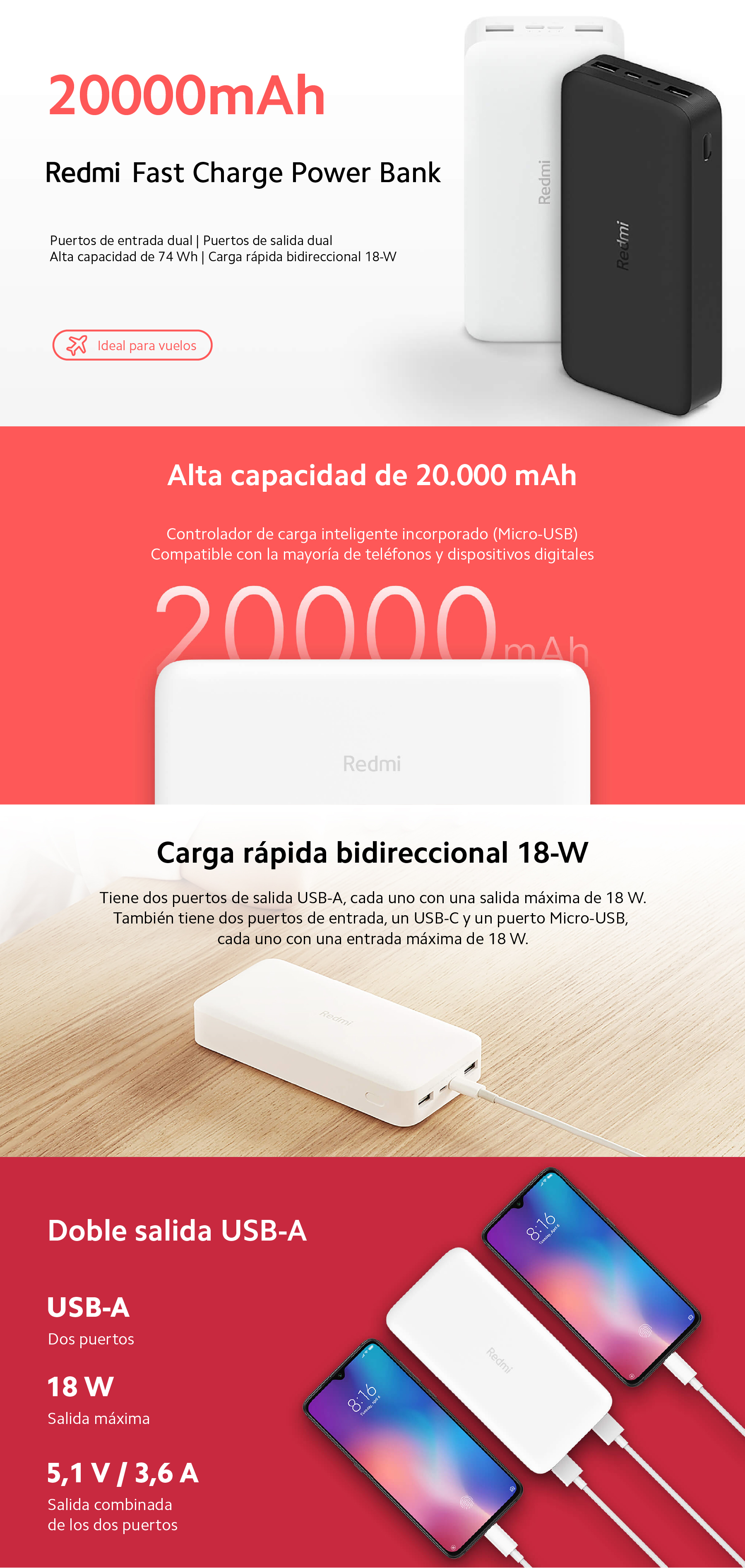 Xiaomi Redmi PowerBank 20000 mAh Carga