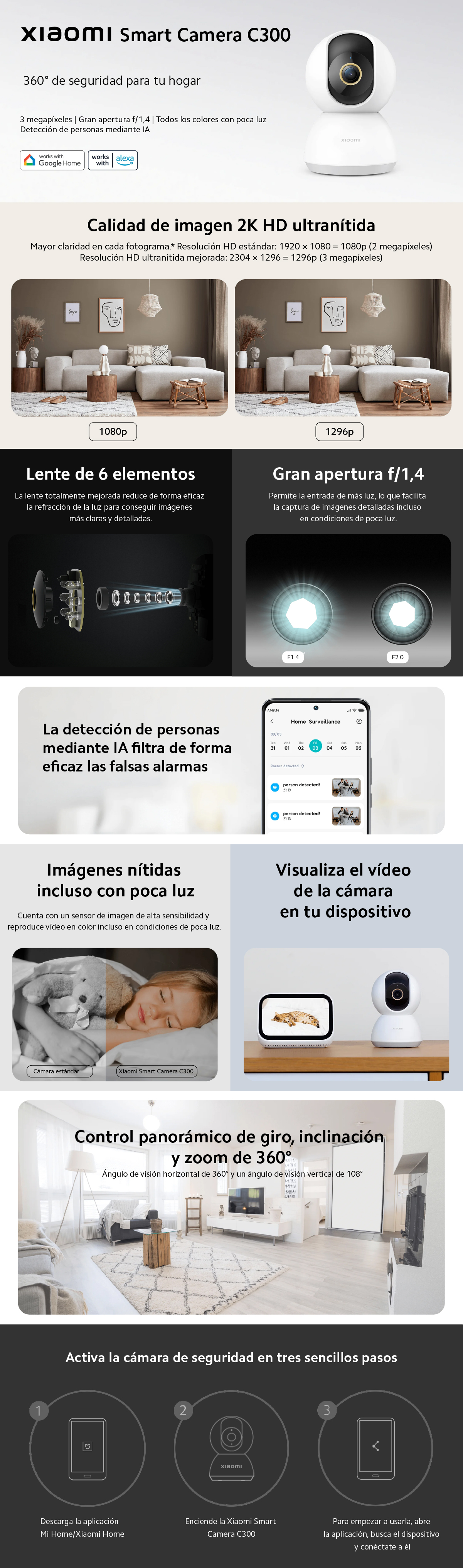 Cámara de seguridad vigilancia xiaomi smart camera c300 2k - wifi