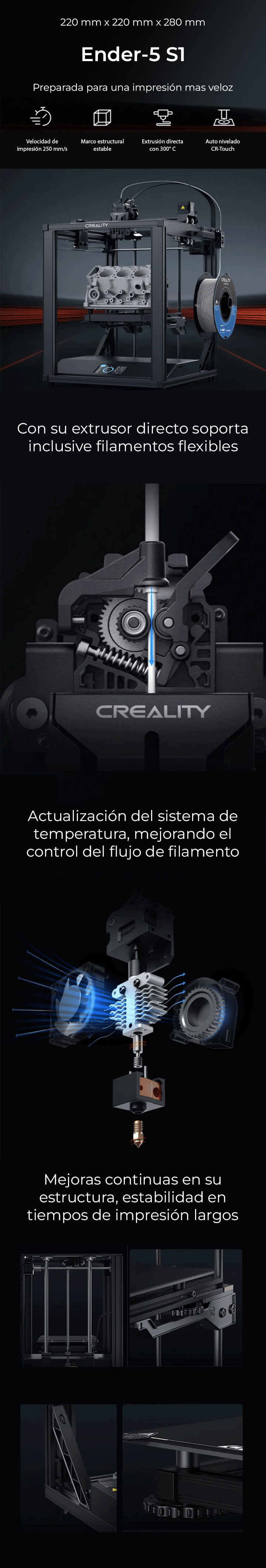 Impresora 3D Creality Ender 3 S1 Plus - Extrusión Directa