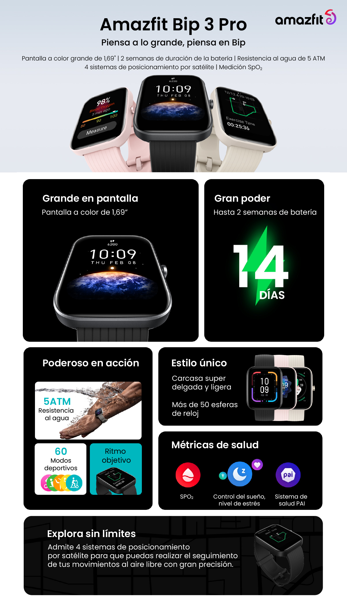 Amazfit Bip 3 Pro Más de 60 Modos Deportivos