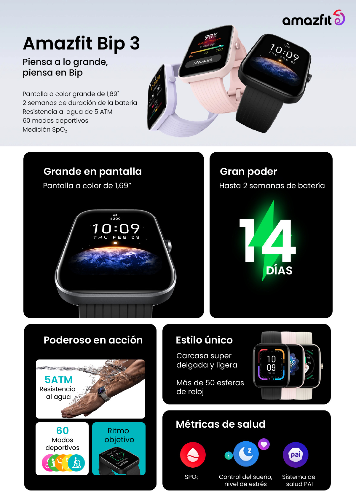 Amazfit Bip 3 Más de 60 Modos Deportivos