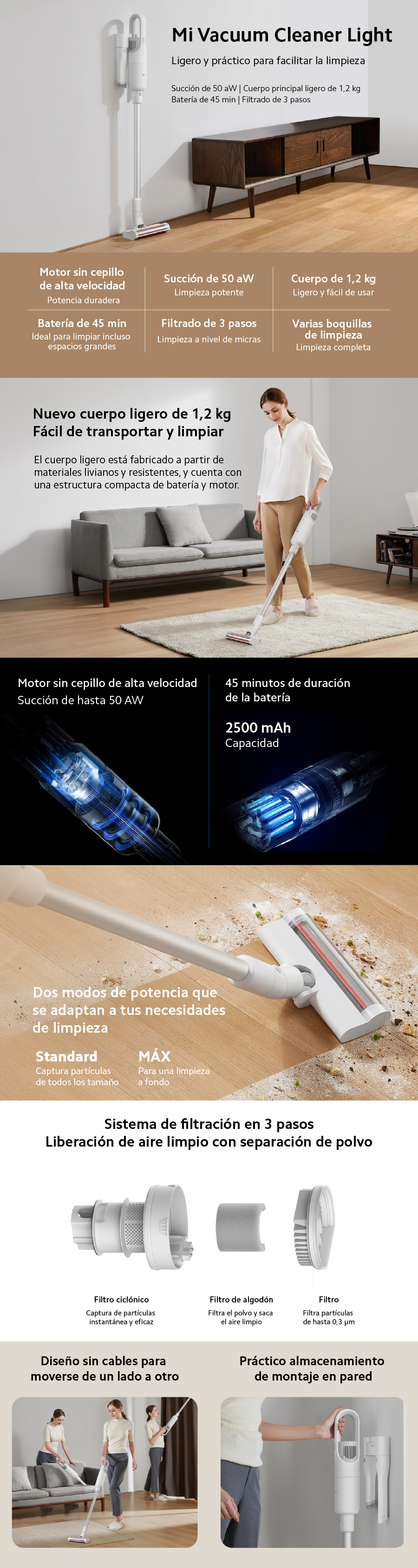 Aspiradora sin Cable Xiaomi Mi Vacuum Cleaner G10 Blanco Filtro