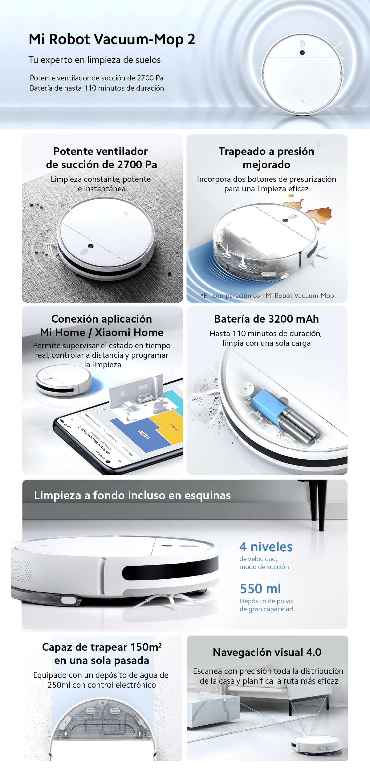 ASPIRADORA XIAOMI MI ROBOT VACUUM-MOP ESSENTIAL – Distribuidora Wonter  Electronic