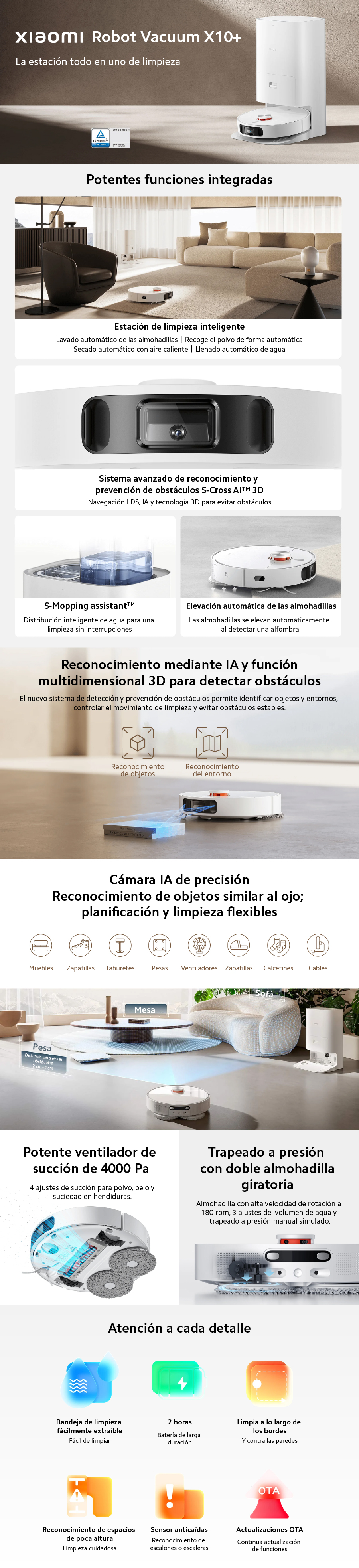 Xiaomi Robot Vacuum X10, Recolección Rápida De Polvo Con