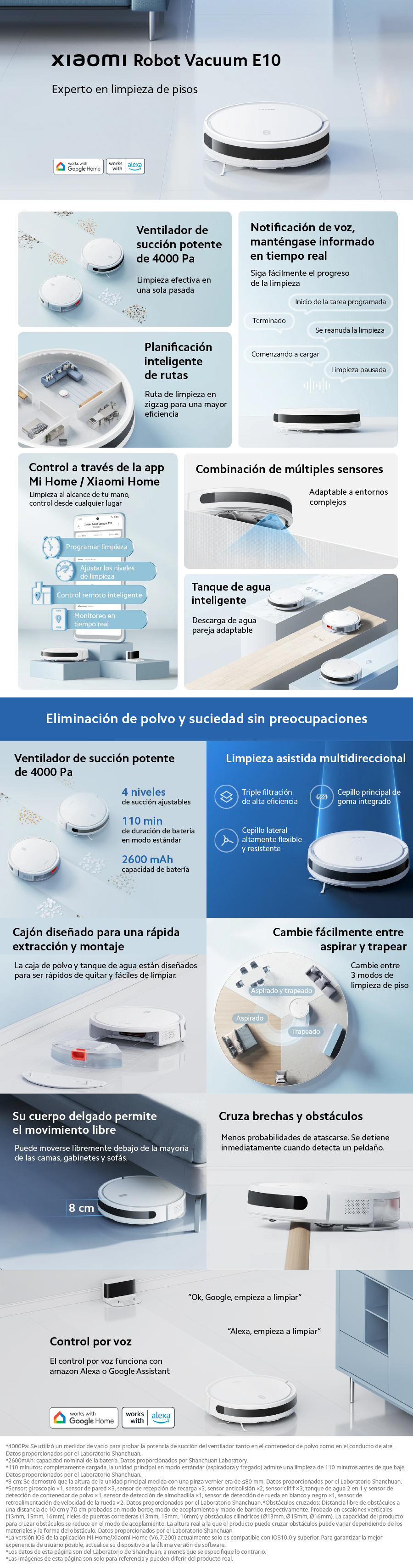 Robot Aspirador Xiaomi E10 2600 mAh Blanco