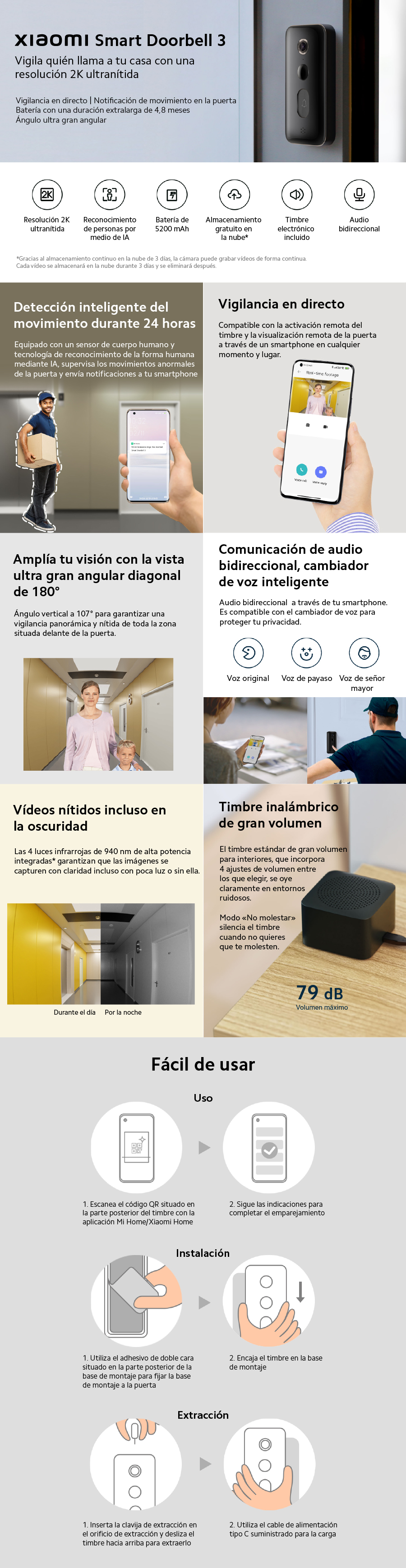 Timbre Inteligente Xiaomi Smart Doorbell 3