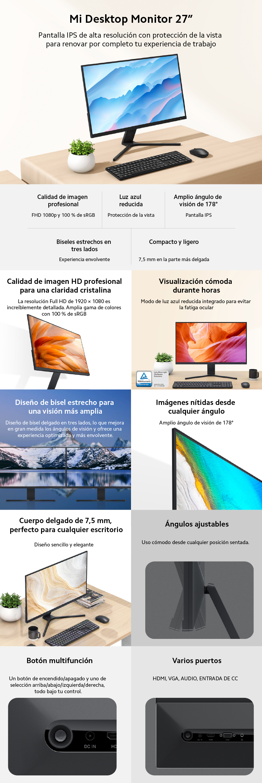 Monitor xiaomi mi desktop monitor reacondicionado 27/ - Depau