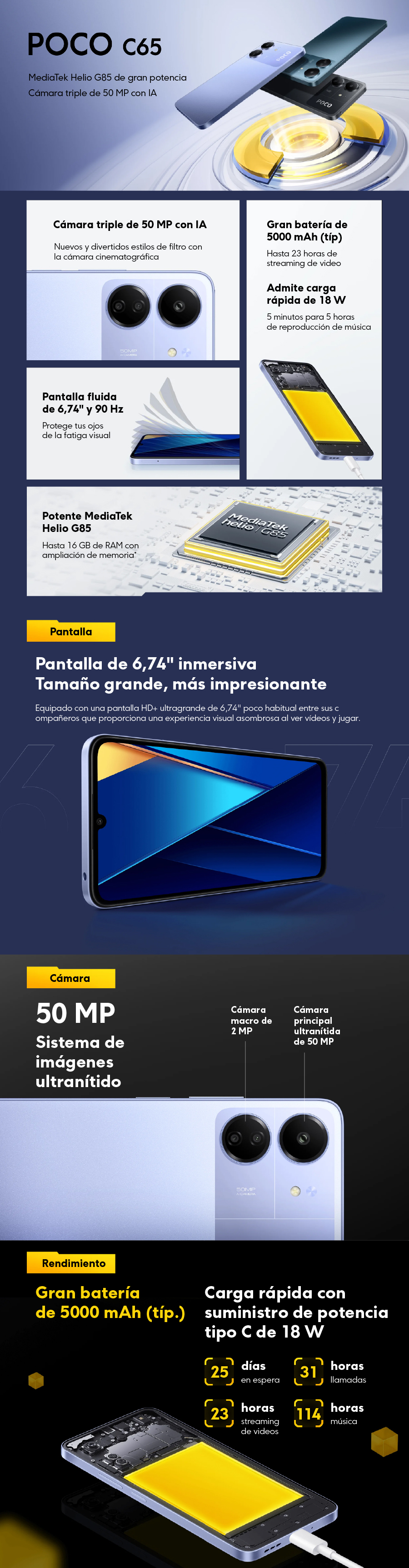 POCO C65 4G 128GB/6GB Liberado Versión Global - Xiaomi