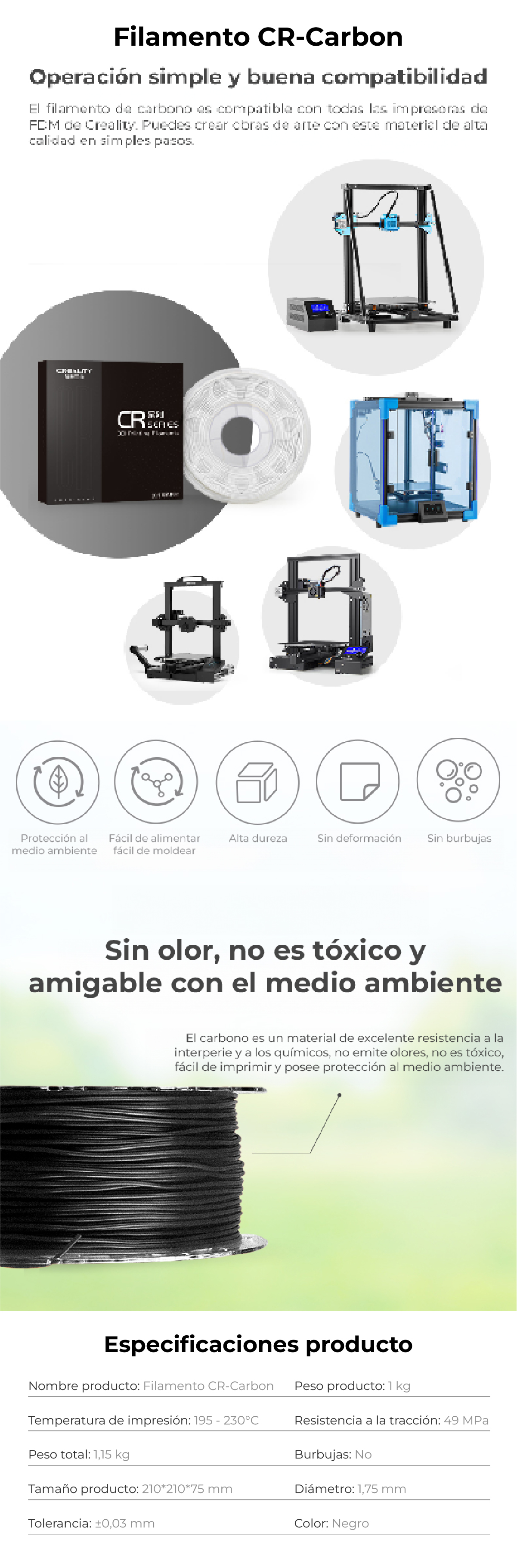 Creality Filamento CR-PLA Carbon