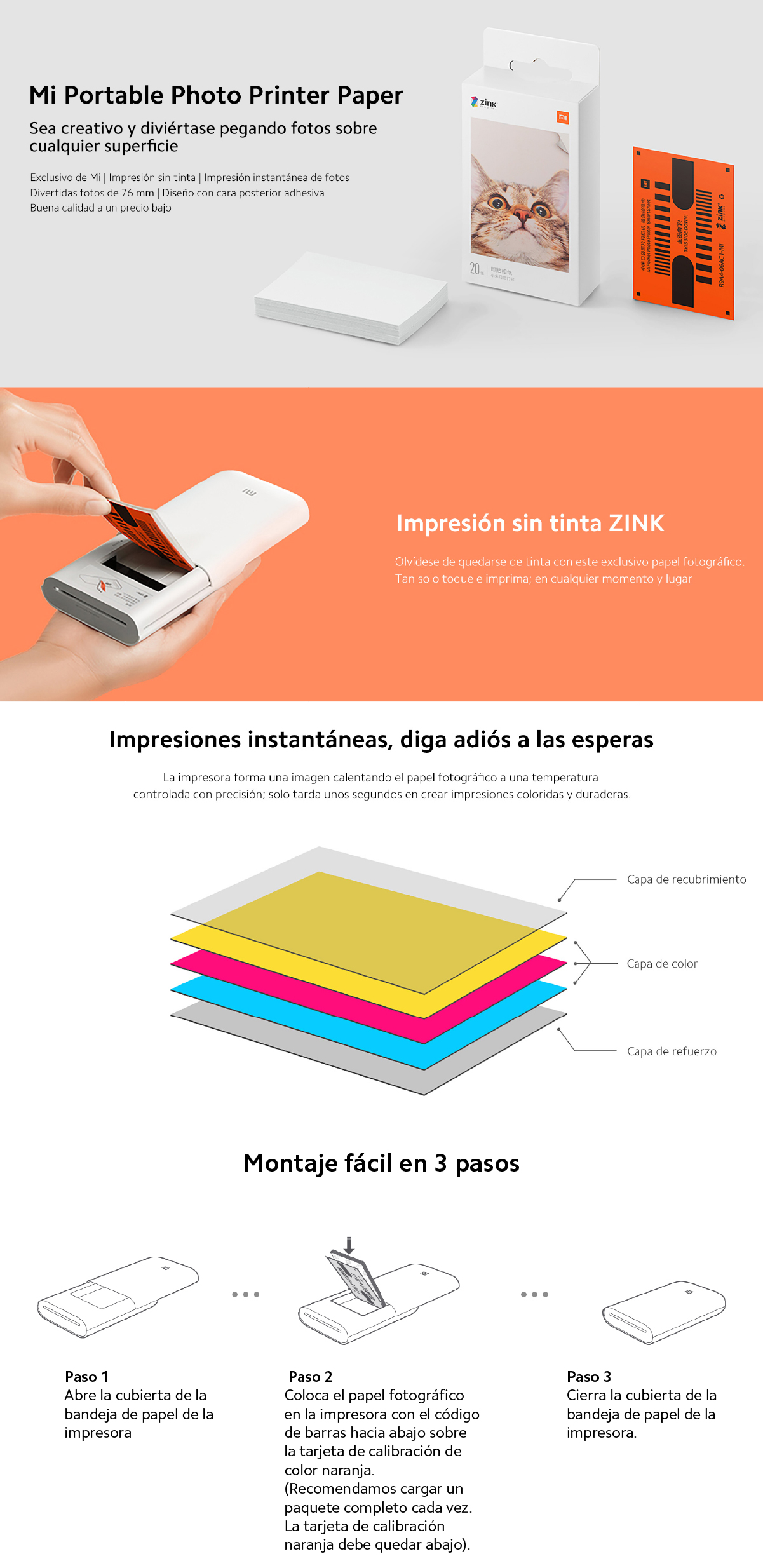 Impresora Portatil Xiaomi Portable Photo Printer + Papel