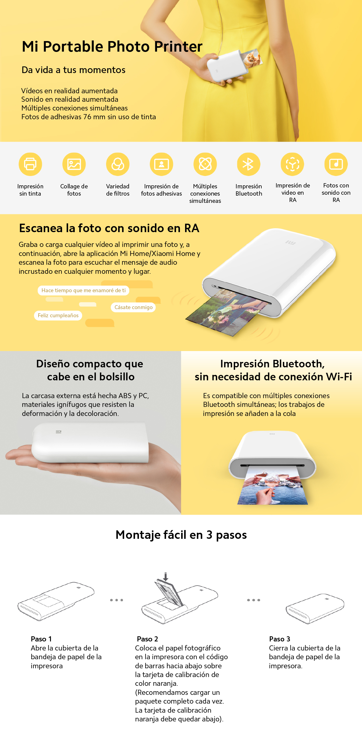 Bundle Xiaomi Impresora Portátil + Papel Fotográfico White