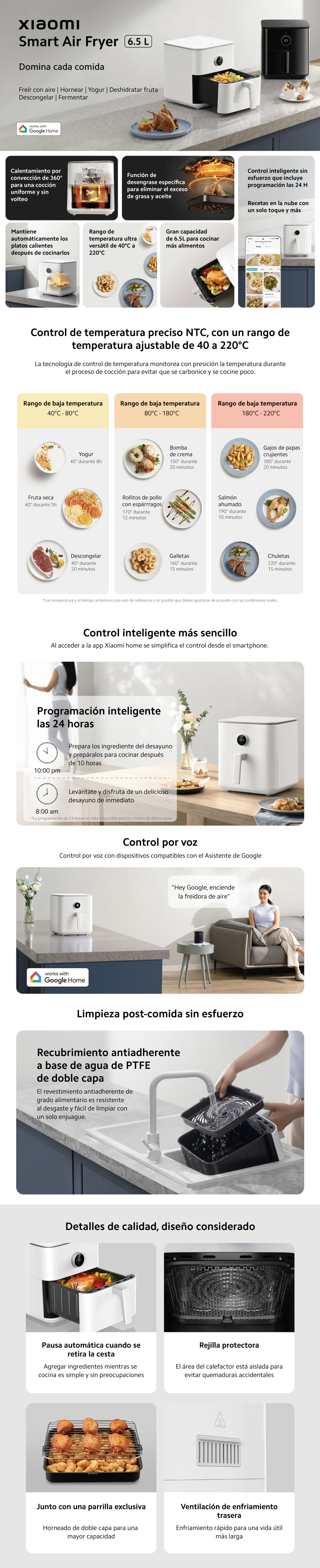 Xiaomi Air Fryer - Capacidad de 6.5 L - Google Assistant