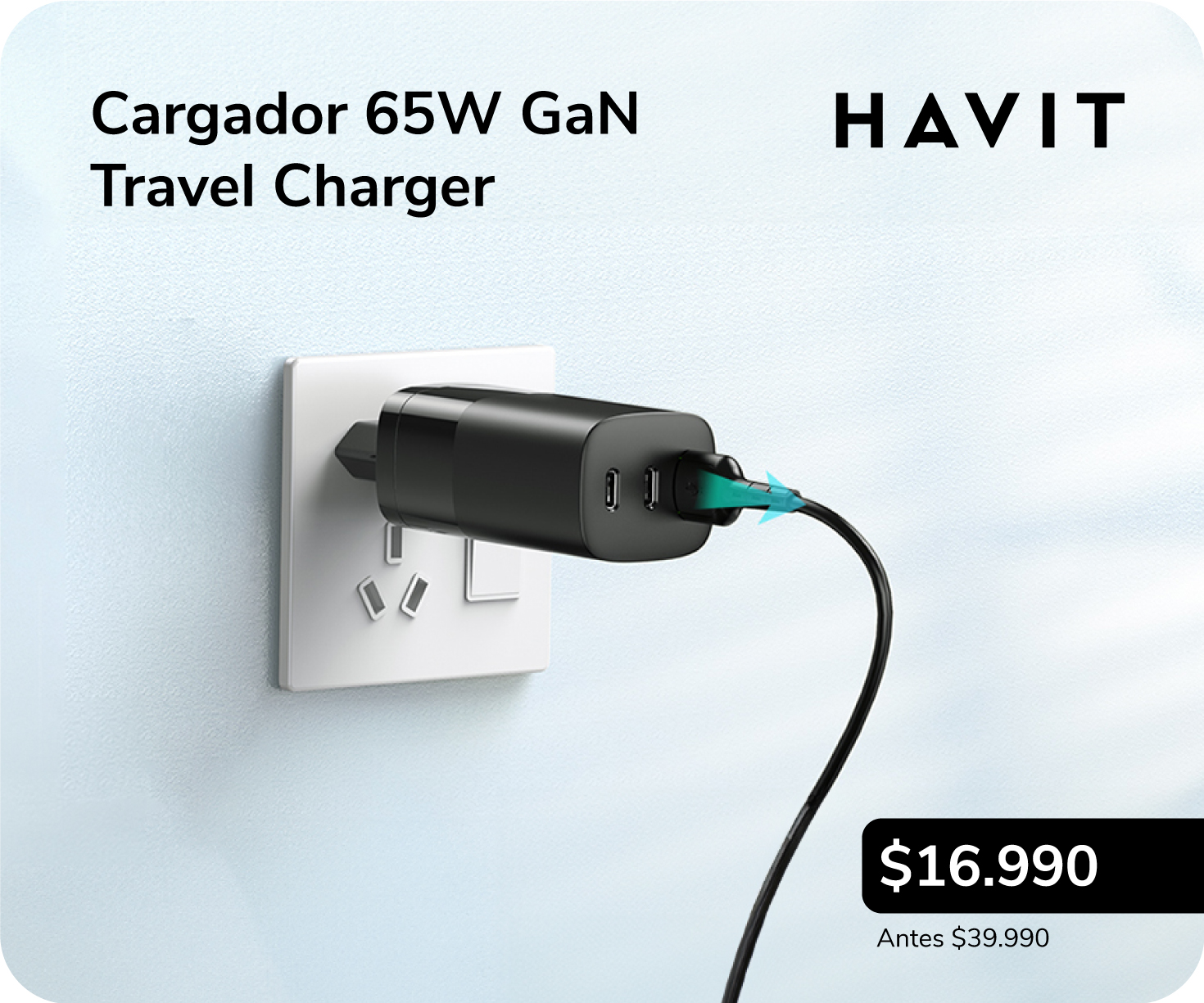 Cargador Havit 65W Travel harger